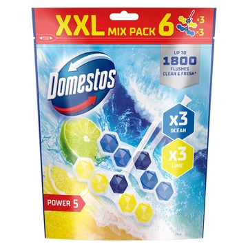 Domestos Power5 WC frissítő blokk mix, Lime/Ocean 6*50g