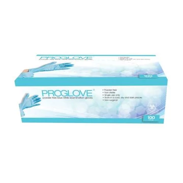 Proglove Nitril vizsgáló kesztyű, púdermentes, kék 100 db/doboz M vagy L